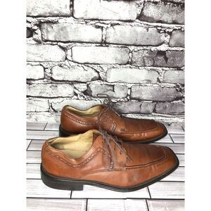 Tasso Elba Brown Leather Square Toe Oxfords Lace Dress Shoes Men Sz 10D US/43EU